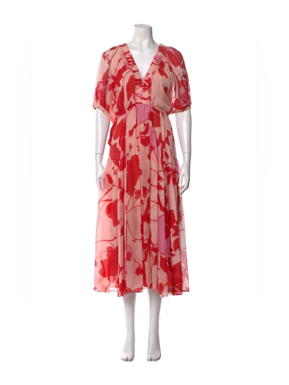La Ligne Pink Floral Chiffon Dress L